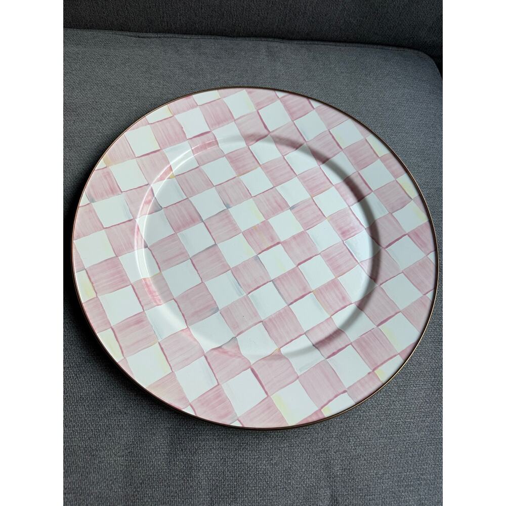 MacKenzie-Childs Rosy Check Enamel Serving Platter New - Picture 6 of 9
